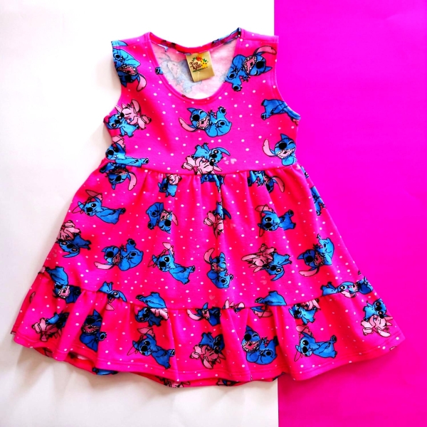 Vestido Infantil estampa do stitch 