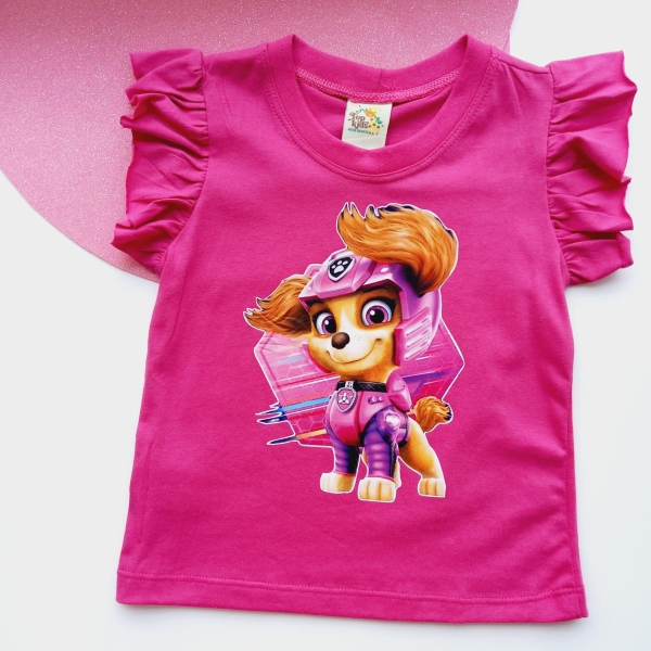 Camiseta Infantil Menina Estampada com babados na manga