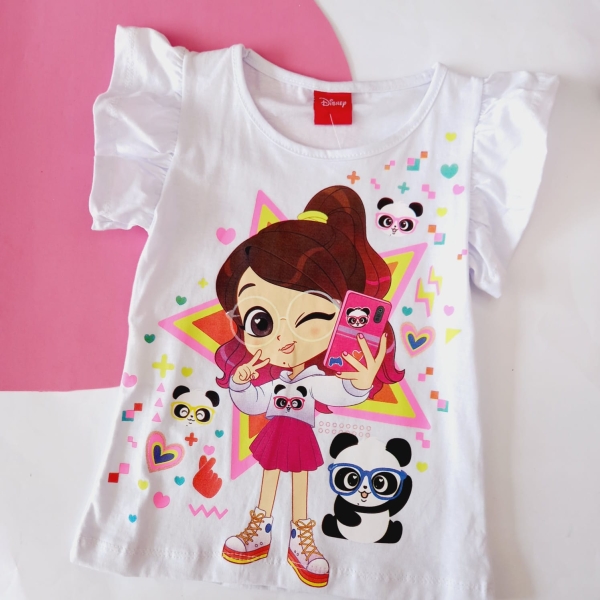 Camiseta Infantil Menina Estampada com babados na manga