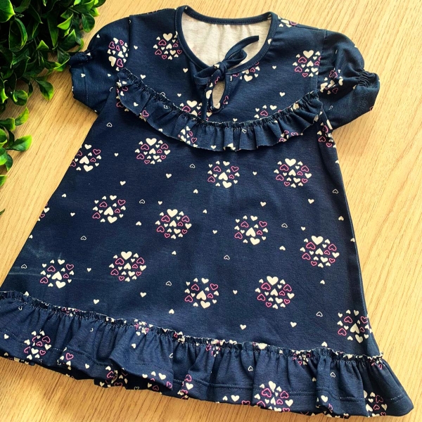 VESTIDO INFANTIL ESTAMPA CORAÇÕES